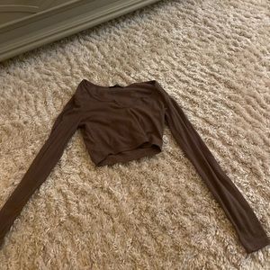 Brown Long sleeve cropped top